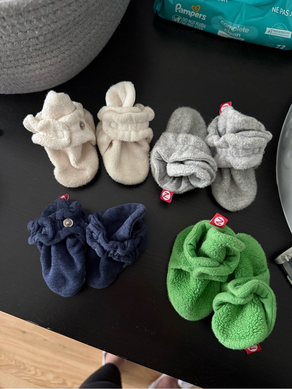 Zutano Booties in Cream, Gray, Navy, Green